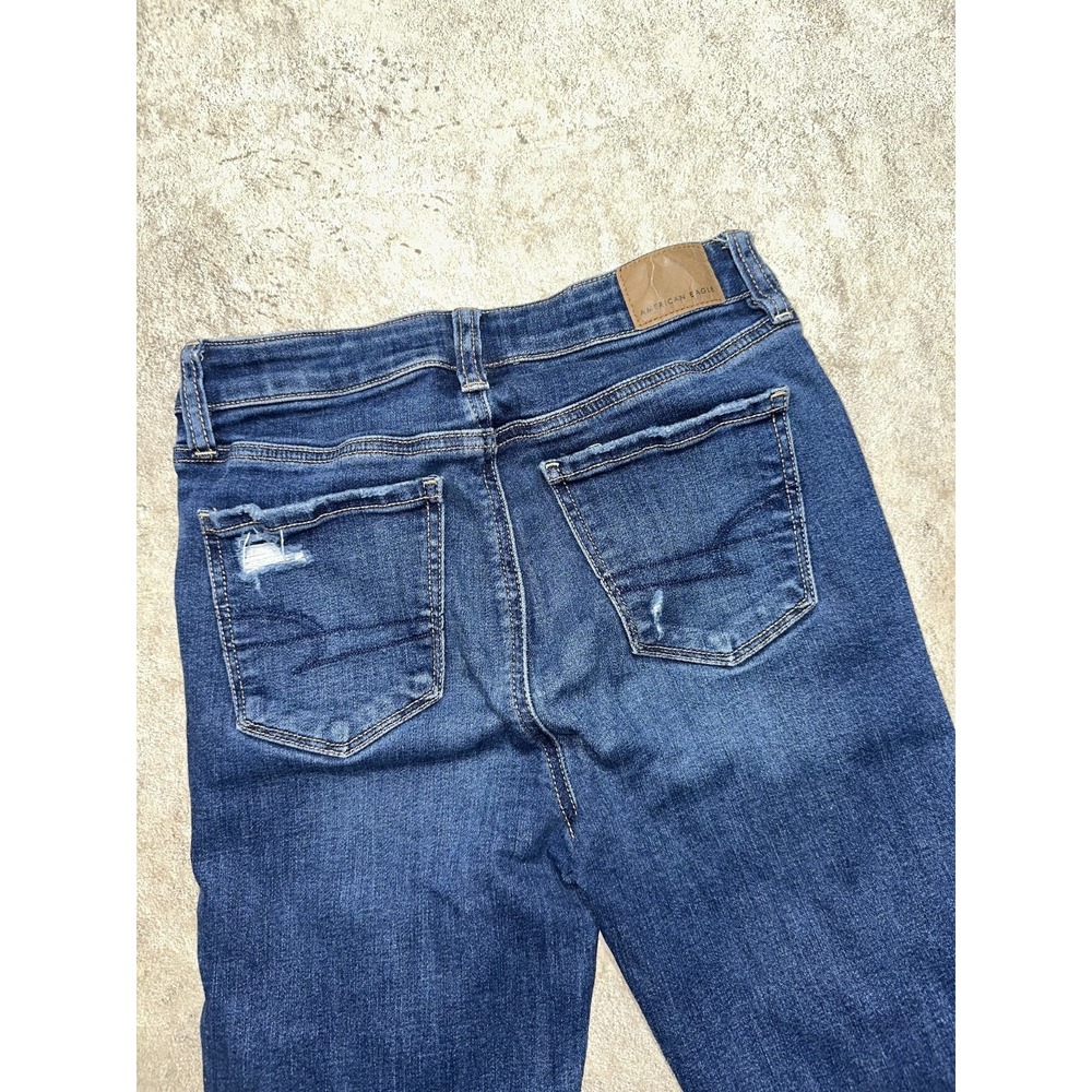 American Eagle Womens Size 0 Low Rise Stretch Distressed Denim‎ Jeggings Blue - Picture 4 of 11